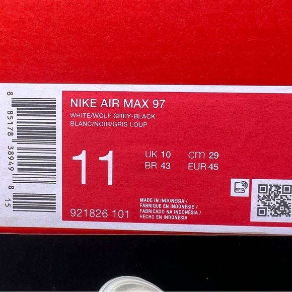 Nike Air Max 97 Triple White Wolf Grey Sneakers 921826 101 Men's Size 11 NEW - Picture 8 of 10